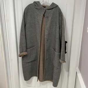 Eileen Fisher Alpaca/Wool Hooded Coat XL